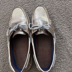 Sperry Women’s Shiny Gold Boat Shoes (like new worn twice)